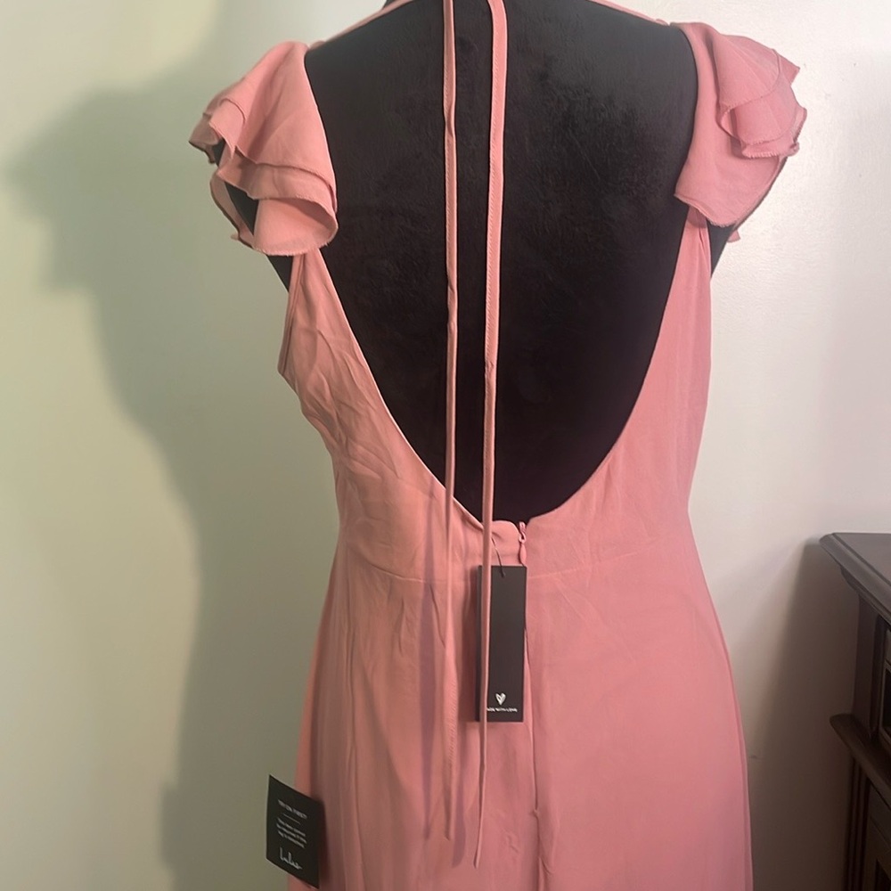 Lulu's Pink Ruffled Sheath Midi Dress - Picture 3 of 6